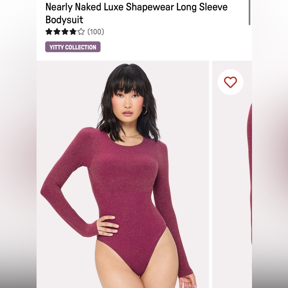 Yitty Nearly Naked Luxe Shapewear Longsleeve Bodysuit - Shimmered wine/gold